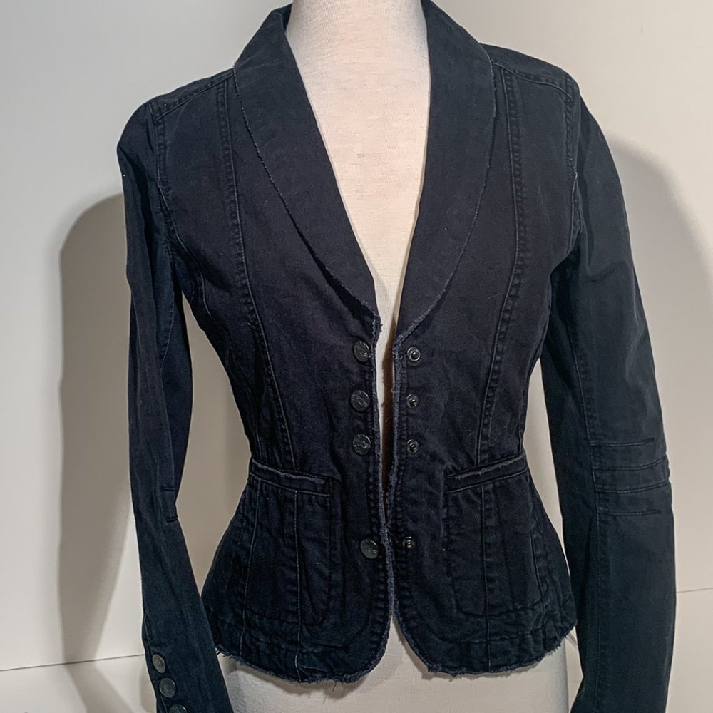 Womens Stone Washed Black Denim Blazer